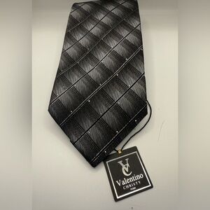 NWT Valentino Christy Paris “CHONMAN NATIORAL UNIVERSITY KOREA “ Black Silk Tie
